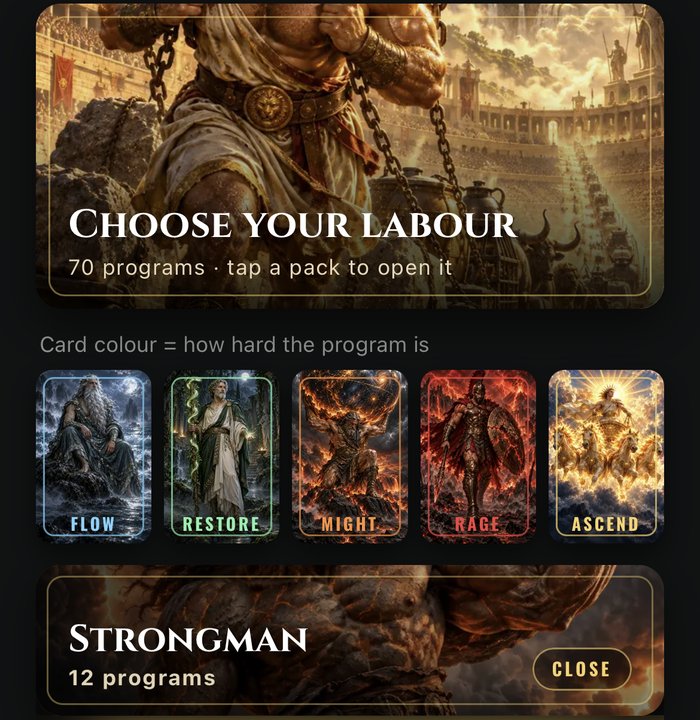 Atlas Strength app program library, Choose Your Labour